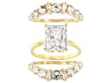 White Cubic Zirconia 18K Yellow Gold Over Sterling Silver Ring With Bands 7.09ctw
