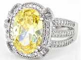 Yellow And White Cubic Zirconia Rhodium Over Sterling Silver Ring 5.87ctw