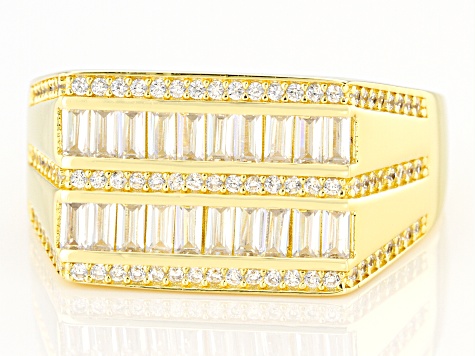 White Cubic Zirconia 18K Yellow Gold Over Sterling Men's Ring 2.01ctw