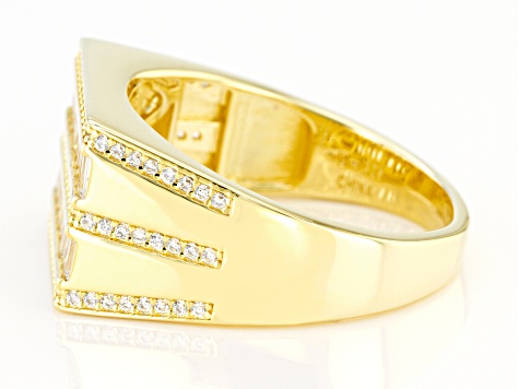 White Cubic Zirconia 18K Yellow Gold Over Sterling Men's Ring 2.01ctw