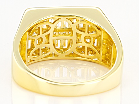 White Cubic Zirconia 18K Yellow Gold Over Sterling Men's Ring 2.01ctw