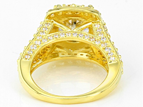 White Cubic Zirconia 18K Yellow Gold Over Sterling Silver Ring 8.68ctw