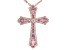 Pink And White Cubic Zirconia 18k Rose Gold Over Sterling Silver Cross Pendant With Chain 2.00ctw