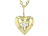 White Cubic Zirconia 18K Yellow Gold Over Sterling Silver Pendant With Chain 0.05ctw