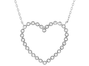White Cubic Zirconia Rhodium Over Sterling Silver Heart Necklace 0.72ctw
