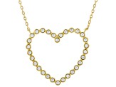 White Cubic Zirconia 18K Yellow Gold Over Sterling Silver Heart Necklace 0.72ctw