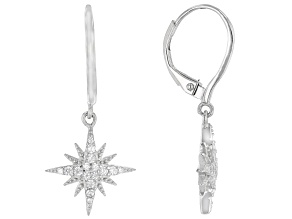 White Cubic Zirconia Rhodium Over Sterling Silver Star Earrings 0.40ctw