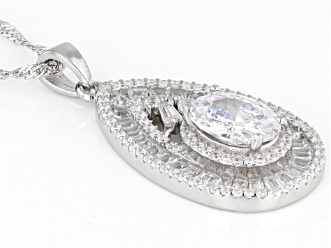 White Cubic Zirconia Rhodium Over Sterling Silver Pendant With Chain 4.86ctw