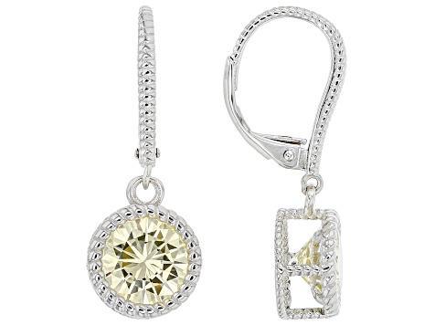 Yellow Cubic Zirconia Rhodium Over Sterling Silver Earrings 5.95ctw