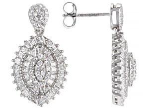 White Cubic Zirconia Rhodium Over Sterling Silver Earrings 3.04ctw