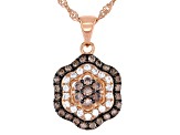 Mocha and White Cubic Zirconia 18k Rose Gold Over Sterling Silver Pendant With Chain 0.91ctw