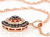 Mocha and White Cubic Zirconia 18k Rose Gold Over Sterling Silver Pendant With Chain 0.91ctw