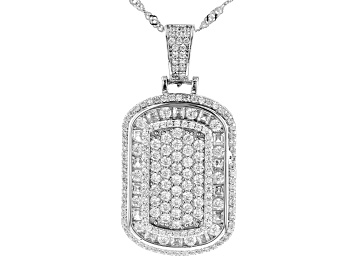 Picture of White Cubic Zirconia Rhodium Over Sterling Silver Pendant With Chain 3.26ctw