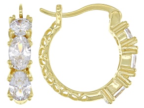 White Cubic Zirconia 18k Yellow Gold Over Sterling Silver Hoop Earrings 3.11ctw