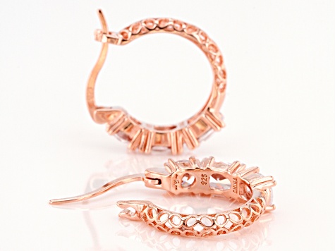 White Cubic Zirconia 18k Rose Gold Over Sterling Silver Hoop Earrings 3.11ctw