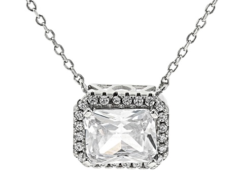 White Cubic Zirconia Platinum Over Sterling Silver Necklace 6.04ctw
