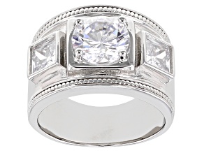 White Cubic Zirconia Rhodium Over Sterling Silver Ring 4.77ctw