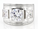White Cubic Zirconia Rhodium Over Sterling Silver Ring 4.77ctw