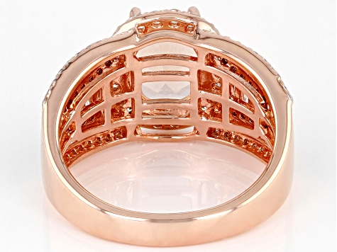 Pink Morganite Simulant And Mocha And White Cubic Zirconia 18k Rose Gold Over Silver Ring