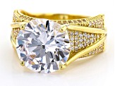 White Cubic Zirconia 18k Yellow Gold Over Sterling Silver Ring 11.08ctw