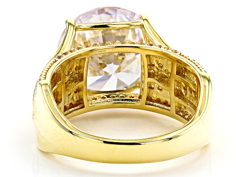 White Cubic Zirconia 18k Yellow Gold Over Sterling Silver Ring 11.08ctw
