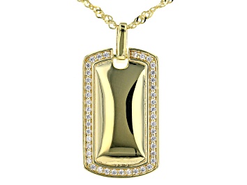 Picture of White Cubic Zirconia 18k Yellow Gold Over Sterling Silver Pendant With Chain 0.34ctw