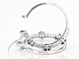 Blue And White Cubic Zirconia Rhodium Over Sterling Silver Hoop Earrings 3.60ctw