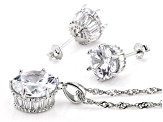 White Cubic Zirconia Rhodium Over Sterling Silver Jewelry Set 14.83ctw
