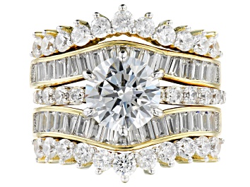 Picture of White Cubic Zirconia 18K Yellow Gold Over Sterling Silver Ring With Bands 7.03ctw