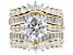 White Cubic Zirconia 18K Yellow Gold Over Sterling Silver Ring With Bands 7.03ctw