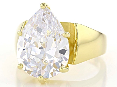 White Cubic Zirconia 18K Yellow Gold Over Sterling Silver Ring 12.51ctw