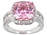 Pink And White Cubic Zirconia Rhodium Over Sterling Silver Ring 9.26ctw