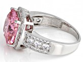 Pink And White Cubic Zirconia Rhodium Over Sterling Silver Ring 9.26ctw