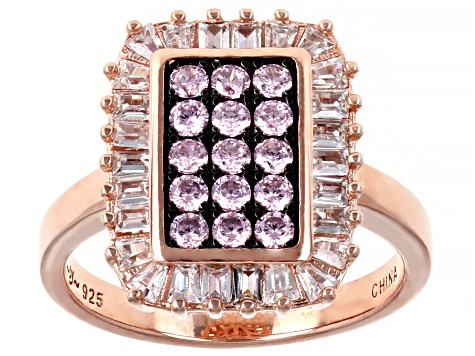 Pink And White Cubic Zirconia 18k Rose Gold Over Sterling Silver Ring 2.02ctw