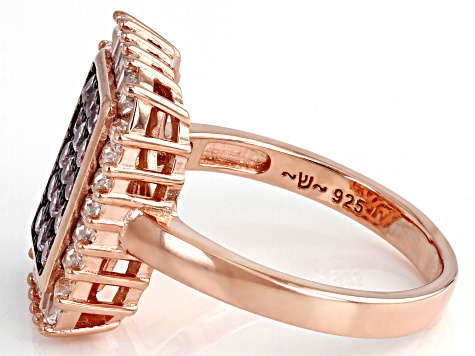 Roseページ Pink And White Cubic Zirconia 18k Rose Gold Over Sterling
