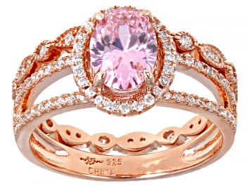 Picture of Pink And White Cubic Zirconia 18k Rose Gold Over Sterling Silver Ring 2.60ctw