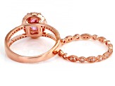 Pink And White Cubic Zirconia 18k Rose Gold Over Sterling Silver Ring 2.60ctw