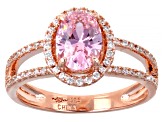 Pink And White Cubic Zirconia 18k Rose Gold Over Sterling Silver Ring 2.60ctw