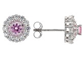 Pink And White Cubic Zirconia Rhodium Over Sterling Silver Jewelry 5.50ctw