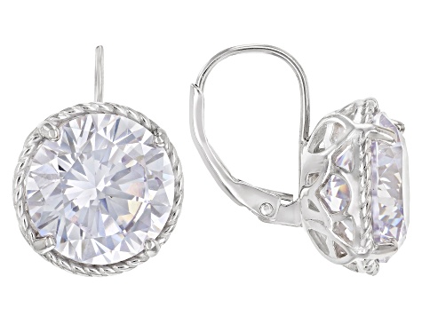 White Cubic Zirconia Rhodium Over Sterling Silver Earrings 20.65ctw