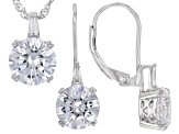 White Cubic Zirconia Rhodium Over Sterling Silver Earrings And Pendant With Chain 9.20ctw