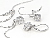 White Cubic Zirconia Rhodium Over Sterling Silver Earrings And Pendant With Chain 9.20ctw