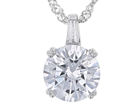 White Cubic Zirconia Rhodium Over Sterling Silver Earrings And Pendant With Chain 9.20ctw