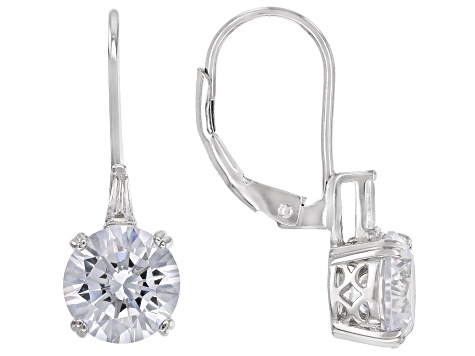 White Cubic Zirconia Rhodium Over Sterling Silver Earrings And Pendant With Chain 9.20ctw