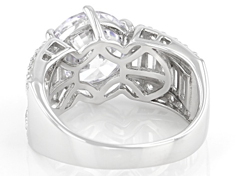 White Cubic Zirconia Rhodium Over Sterling Silver Ring 12.96ctw