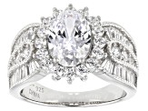 White Cubic Zirconia Platinum Over Sterling Silver Ring 5.86ctw