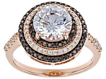 Picture of White And Mocha Cubic Zirconia 18K Rose Gold Over Sterling Silver Ring 3.83ctw