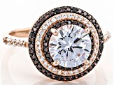White And Mocha Cubic Zirconia 18K Rose Gold Over Sterling Silver Ring 3.83ctw