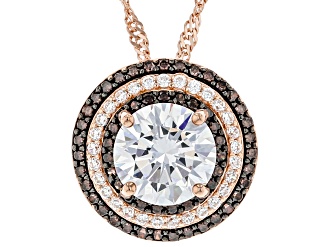 White And Mocha Cubic Zirconia 18K Rose Gold Over Sterling Silver Pendant With Chain 6.86ctw