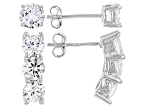 White Cubic Zirconia Rhodium Over Sterling Silver Earring Set 4.71ctw